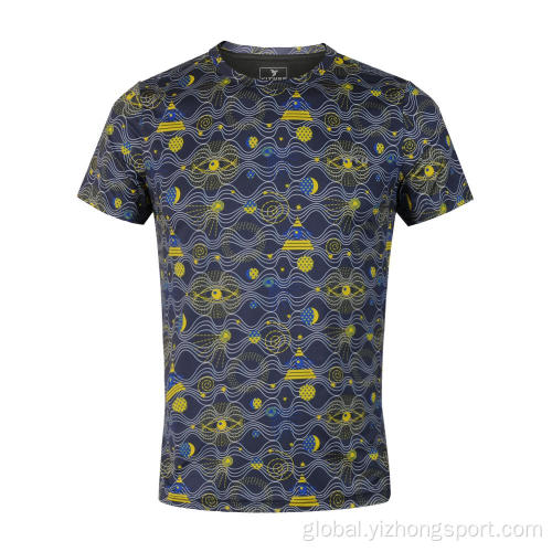 Men Fitness T Shirt Polyester Moisture Wicking Dry Fit T Shirt Star Yellow Supplier